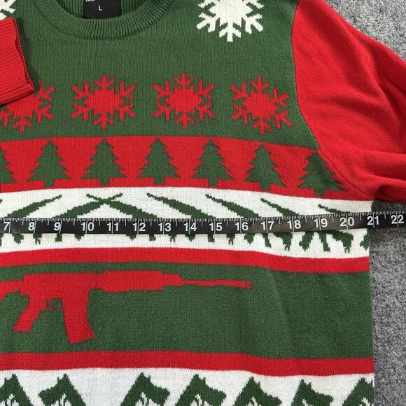 Exclusion Clothing Christmas Ugly Sweater Military Rifle/Pistol (AOP) Size L Red - Picture 6 of 6